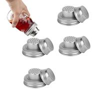 Universal Mason Jar Shaker Lids, Stainless Steel Shaker Lids for Mason Jars, Seasoning sShaker Top, Cocktail Mixer Bar Tool Compatible for Sugar, Salt, Pepper, Kitchen Cooking (4PCS)