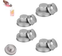 Universal Mason Jar Shaker Lids,Stainless Steel Shaker Lids,Seasoning Shakers Top Has A Sealing Silicone Ring,Non-Clogging,Suitable for Sugar, Salt, Pepper, Cocktail Shakers,Glass Bottles (2PCS)