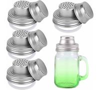 Universal Mason Jar Shaker Lids, Stainless Steel Shaker Lids with Silicone Seals for Mason Jars, Seasoning sShaker Top for Kitchen Cooking, Cocktail Mixer Bar Tool Compatible (4pcs)