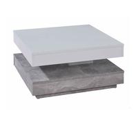 UNIVERSAL - Meuble Salon-Séjour. Table basse en mélaminé blanc et gris . L-H-P: 70 - 35 - 70 cm