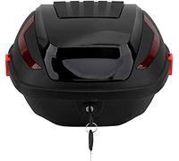 Universal Motorcycle Tail Box 30 Litre ABS s Motorcycle Trunk Waterproof and Anti-Collision Motorcycle Trunk Tour Pack Tail Box with Night Warning Light and Security Lock (Bright Black)