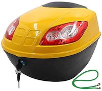 Universal Motorcycle Trunk Motorcycle Tail Box Scooter Luggage Top Lock Storage Carrier Case Universal Waterproof and Anti-Collision with Night Warning Light and Security Lock (Yellow)