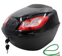 Universal Motorcycle Trunk Motorcycle Tail Box Scooter Luggage Top Lock Storage Carrier Case Universal Waterproof and Anti-Collision with Night Warning Light and Security Lock (Black)