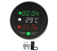 Universal Motorcycle Water Temperature Gauge | 9-24V LED Digital Display Voltmeter & Timer | USB Rechargeable Multifunction Meter for Cruisers/Sport Bikes/ATVs