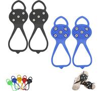 Universal Non-Slip Ice Cleats with 5-Tooth Steel Nails, Silicone Traction Grips for Shoes and Boots on Ice and Snow, Ideal for Hiking, Walking, Climbing, and Fishing (Mixed# 5,Adult)