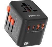 Universal Plug Adapter,Universal Travel Adapter with 2 USB C and 2 USB A and 1 Universal Mains Plug,International Plug Adapter for Europe USA UK Australia China Japan Thailand