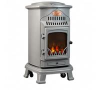 Universal - Poêle à gaz Provence 3,4 KW Gris Perle Effet poêle à Bois Fonte véritable Chauffage d'appoint au gaz Effet de feu