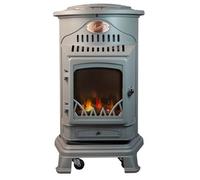 UNIVERSAL - Poêle à gaz Provence 3,4 KW Gris Souris Effet poêle à bois Fonte véritable Chauffage d'appoint