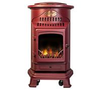 Universal - Poêle à gaz Provence 3,4 KW Rouge Effet poêle à Bois Fonte véritable Chauffage d'appoint