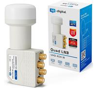 Universal Quad LNB Blanc-UHD 4K Full HD DVB-S/S2-Facteur de bruit de 0,1 dB-pour quatre récepteurs satellite (connexion directe)-Contacts dorés-Protection contre les intempéries