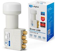Universal Quad LNB Blanc - UHD 4K Full HD DVB-S/S2 - Facteur de bruit de 0,1 dB - pour quatre récepteurs satellite (connexion directe) - Contacts dorés - Protection contre les intempéries