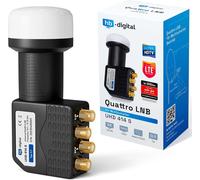 Universal Quattro LNB Noir - UHD 4K Full HD DVB-S/S2 - Facteur de bruit de 0,1 dB - pour la connexion via multi-switch - Contacts dorés - Protection contre les intempéries