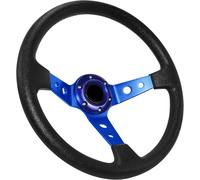 Universal Racing Volant, Volant De Jeu 13.6"" 6 Vis Grip Cuir Deep Dish Avec Bouton De Corne Pour Course/Rallye/Motosport/Conduite De Voiture Sim(Bleu)[Auto5132787]