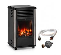 Universal Sahara - Poêle à gaz 3.4 KW Noir Effet poêle à Bois Manhattan Chauffage d'appoint + Tuyau gaz + Détendeur Butane