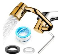Universal Sink Faucet 1440° Rotatable Faucet Aerator Extension, Faucet Extender for Bathroom Sink, Adjustable Two Gears U Shaped Faucet Extender for Toddlers, For Kitchen, Toilet (Gold)