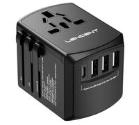 Universal specification plug 3USB 1Type C LENCENT-Adaptateur de voyage international avec 3 ports USB et 1 type C, chargeur mural tout-en-un pour les voyages US EU UK AUS ""Nipseyteko
