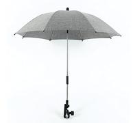 Universal Stroller Umbrella Sun Shield, Foldable Baby Parasol, 360° Adjustable Canopy, Blackout Blind & All-Weather Protection for Prams, Trikes, Car Seats(Gray)