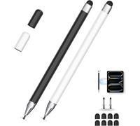 Universal Stylus Pen for Touch Tablets - Precision Dual Tip Tip No Charging Required Magnetic Attachment Compatible with Android, Surface and Smartphones, Black/White