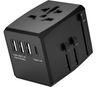 Universal Travel Adapter 3.5A High Speed 3 USB Ports + 3A Type-C International Power Adapter Max Power to 1920W to 240V AC Plug Adapter