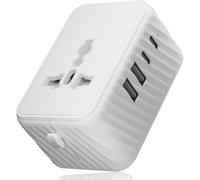 Universal Travel Adapter with 2 USB Ports + 2 Tye-C Ports for EU,Japan,USA,Canada,Australia and More than 224 Countries
