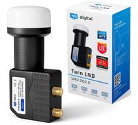 Universal Twin LNB Noir-UHD 4K Full HD DVB-S/S2-Facteur de bruit de 0,1 dB-pour deux récepteurs satellite (connexion directe)-Contacts dorés-Protection contre les intempéries