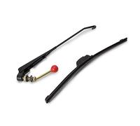 Universal UTV & Golf Cart Wiper Blade with Manual Wiper Arm Kit | Heavy-Duty All-Weather Sintered Metal Design for Polaris/Club Car/Yamaha | Easy Tool-Free Installation