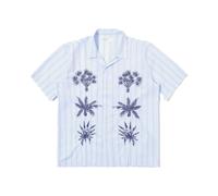 Universal Works - Soft Blue Mc Stripe Road Trip Shirt - Homme - Chemises - Bleu - Taille: L