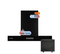 UNIVERSALBLUE Hotte décorative en forme de T - Couleur noire - 3 puissances - Filtres amovibles et lavables - 66 dB