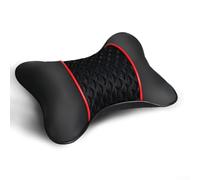 Universality - Paire de coussins pour appui-tête de voiture en cuir synthétique résistant à l'usure | pour soutien du siège auto | Design ergonomique | pour soulager la douleur Com| Fort | Noir | 28