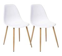 UNIVERSDECOR - Lot De 2 chaises Style scandinave Ava Pieds métal Imitation chêne Atmosphera (2, Blanc)