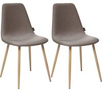 UNIVERSDECOR - Lot De 2 chaises Style Vintage Marylin Pieds métal Imitation hêtre Atmosphera (2, Taupe)