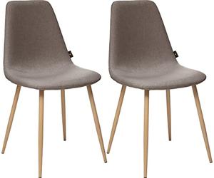 UNIVERSDECOR - Lot De 2 chaises Style Vintage Marylin Pieds métal Imitation hêtre Atmosphera (2, Taupe)