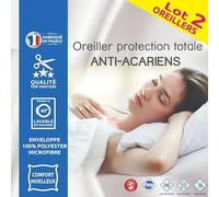 UNIVERSDECOR Lot de 2 Oreillers 60 x 60 cm Protection Totale Anti-Acariens