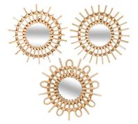 UNIVERSDECOR - Lot de 3 miroirs Soleil en rotin Diamètre 28 cm Atmosphera