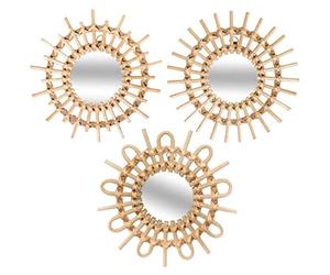 UNIVERSDECOR - Lot de 3 miroirs Soleil en rotin Diamètre 28 cm Atmosphera