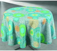 UNIVERSDECOR Nappe antitache imprimée Ronde 160 cm (Evan Bleu, Nappe antitache imprimée Ronde 160 cm)
