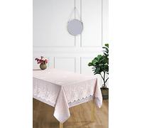 UNIVERSDECOR Nappe + Surnappe en Dentelle Style Vintage Toutes Dimensions (Rose, Nappe Rect. 150x220+Surnappe Dentelle 140x210)