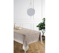 UNIVERSDECOR Nappe + Surnappe en Dentelle Style Vintage Toutes Dimensions (Vison, Nappe Rect. 150x220+Surnappe Dentelle 140x210)