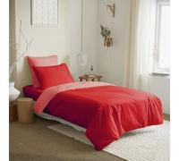 UNIVERSDECOR Pack Complet 4 pièces 140 x 200 cm Bicolore et réversible pour lit 1 Place 100% Coton / 57 Fils/cm² (Capucine/Clementine, Pack 4 pièces 140 x 200 lit 90 x 190 cm)