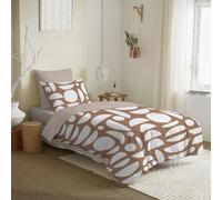 UNIVERSDECOR Pack Complet 4 pièces Housse de Couette réversible pour lit 90 x 190 cm (Pack Housse de Couette 4 pièces lit 90 x 190 cm, Mykonos Sienne)