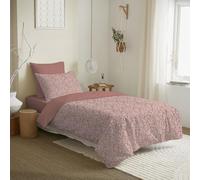 UNIVERSDECOR Pack Complet 4 pièces Housse de Couette réversible pour lit 90 x 190 cm (Pack Housse de Couette 4 pièces lit 90 x 190 cm, Celeste pêche)