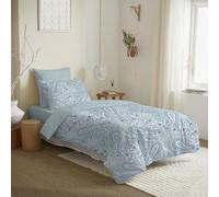 UNIVERSDECOR Pack Complet 4 pièces Housse de Couette réversible pour lit 90 x 190 cm (Pack Housse de Couette 4 pièces lit 90 x 190 cm, Cachemire Bleu)