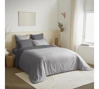 UNIVERSDECOR Pack Complet 6 pièces 260 x 240 cm Bicolore et réversible pour lit 2 Places 180 x 200 cm King Size 100% Coton / 57 Fils/cm² (Gris/Anthracite, Pack 6 pièces 260 x 240 lit 180 x 200 cm)