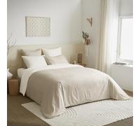 UNIVERSDECOR Pack Complet 6 pièces 260 x 240 cm Bicolore et réversible pour lit 2 Places 180 x 200 cm King Size 100% Coton / 57 Fils/cm² (Lin/Blanc, Pack 6 pièces 260 x 240 lit 180 x 200 cm)