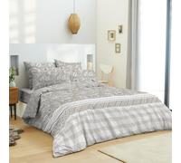 UNIVERSDECOR - Pack Complet Housse de Couette réversible pour lit 140 x 190 cm (Pack Complet HDC pour lit 140 x 190, Floral Taupe)