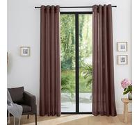 UNIVERSDECOR Paire de Doubles Rideaux tamisant à œillets Effet Lin 140 x 260 cm Moonlight Deco (Choco)