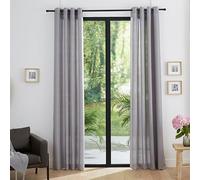 UNIVERSDECOR Paire de Doubles Rideaux tamisant à œillets Effet Lin 140 x 260 cm Moonlight Deco (Gris Perle)