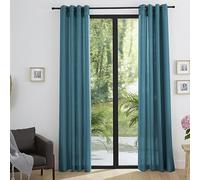 UNIVERSDECOR Paire de Rideaux d'ameublement Effet Lin Moonlight 140 x 260 cm (Paon, Paire de Rideaux 140 x 260 cm)