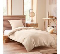 UNIVERSDECOR - Parure de Couette Nid d'abeille 140 x 200 pour lit 1 Place (Naturel)