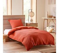 UNIVERSDECOR - Parure de Couette Nid d'abeille 140 x 200 pour lit 1 Place (Terracotta)